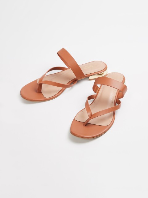 

Ginger by Lifestyle Women Tan Colourblocked PU Open Toe Flats