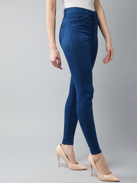 

DOLCE CRUDO Women Blue Skinny Fit High-Rise Clean Look Jeans