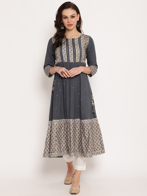 

Ramas Women Grey Woven Design Anarkali Kurta