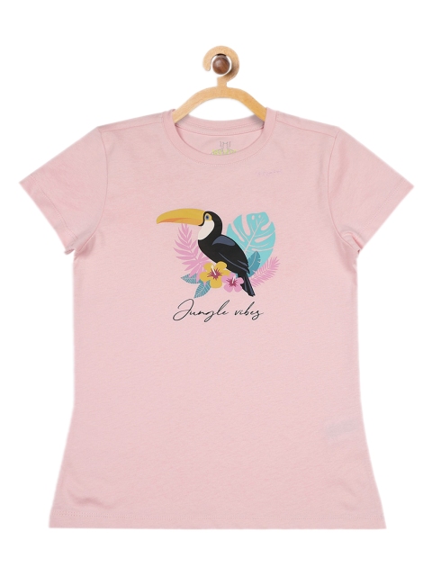 

Mode by Red Tape Girls Pink & Black Printed Round Neck T-shirt