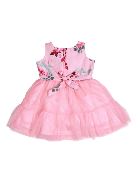 

Doodle Girls Pink Floral Printed Fit and Flare Dress
