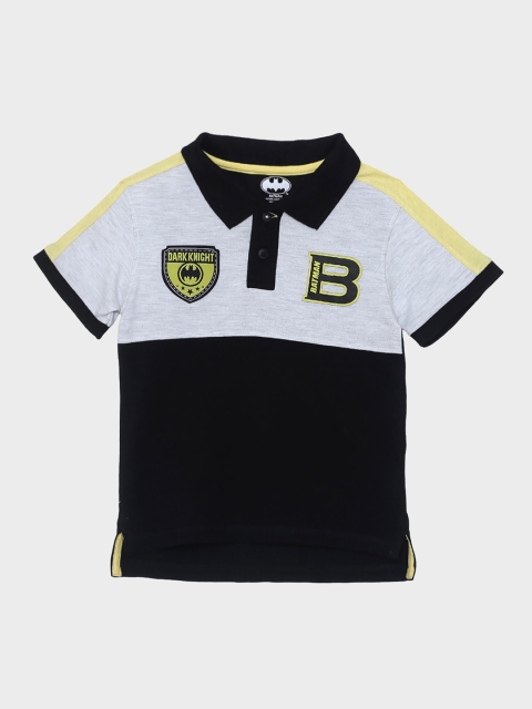 

Kids Ville Boys Black & Grey Colorblocked BATMAN Print Tshirt