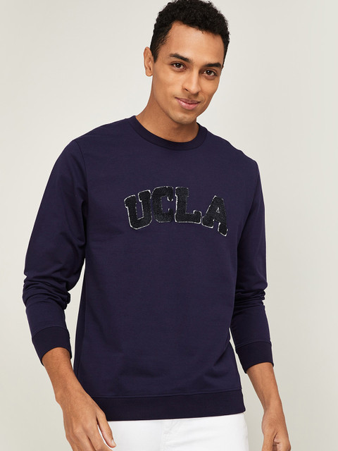 

UCLA Men Navy Blue Self Design Sweatshirt