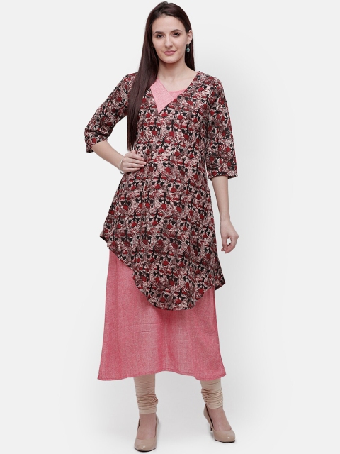 

Rasada Women Pink and Maroon Printed Layered Kurti