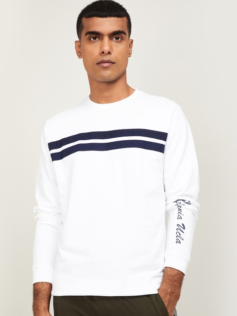 

UCLA Men White & Navy Blue Striped Sweatshirt