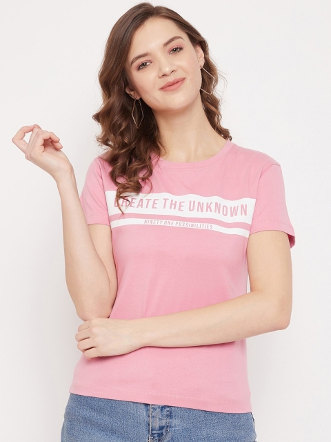 

Octave Women Pink Printed Round Neck T-shirt