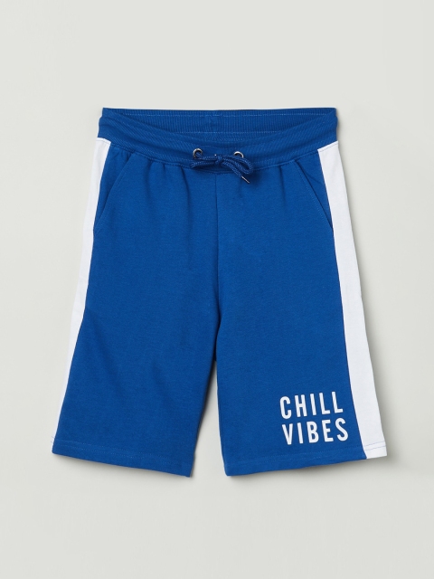 

max Boys Blue Colourblocked Regular Fit Cotton Shorts
