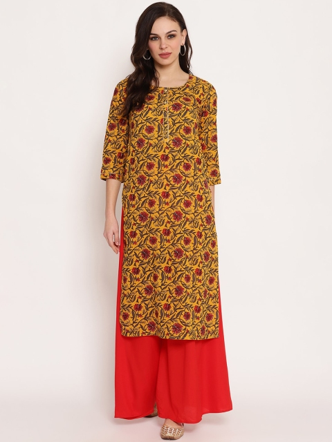

Ramas Women Yellow Printed Straight Kurta