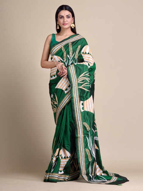 

Mitera Green Woven Design Pure Silk Saree