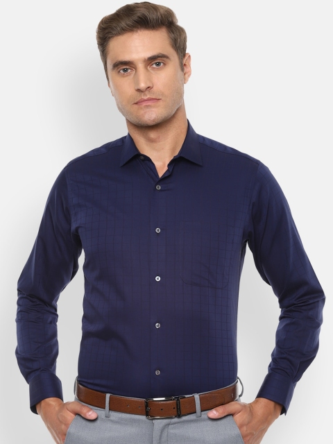 

Van Heusen Men Navy Blue Regular Fit Checked Casual Shirt