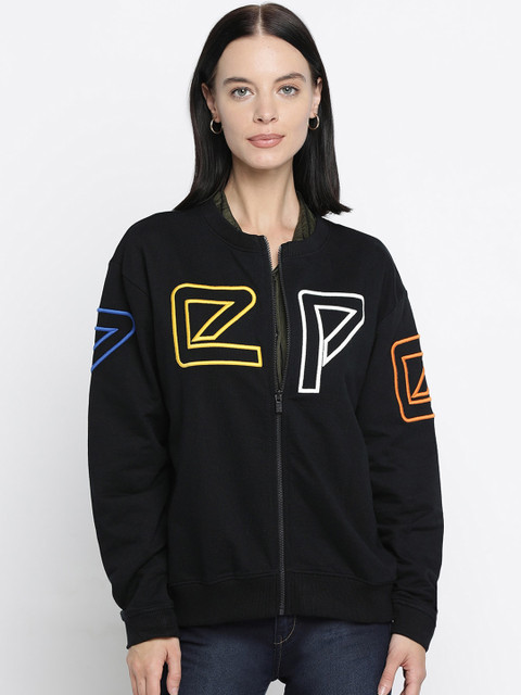 

Pepe Jeans Women Black & Yellow Embroidered Sweatshirt