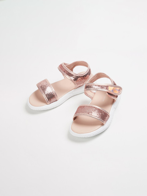 

Fame Forever by Lifestyle Girls Rose Gold Embellished PU Open Toe Flats