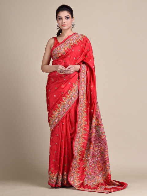 

Mitera Red Woven Design Pure Silk Saree