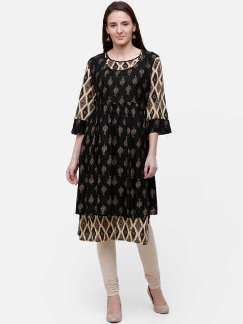 

Rasada Women Black and Beige Printed Kurti