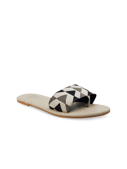 

POSTCARD Women Beige Printed Open Toe Flats