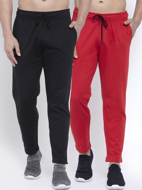

NEUDIS Men Black Pack Of 2 Solid Structured-Fit Track Pants