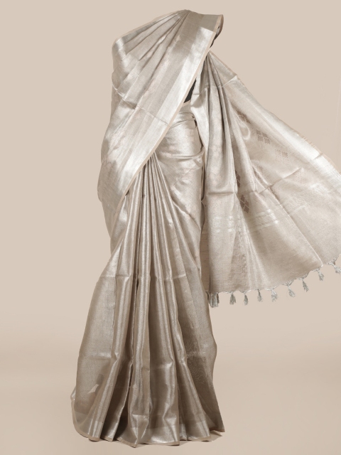 

Pothys Grey Solid Linen Blend Saree