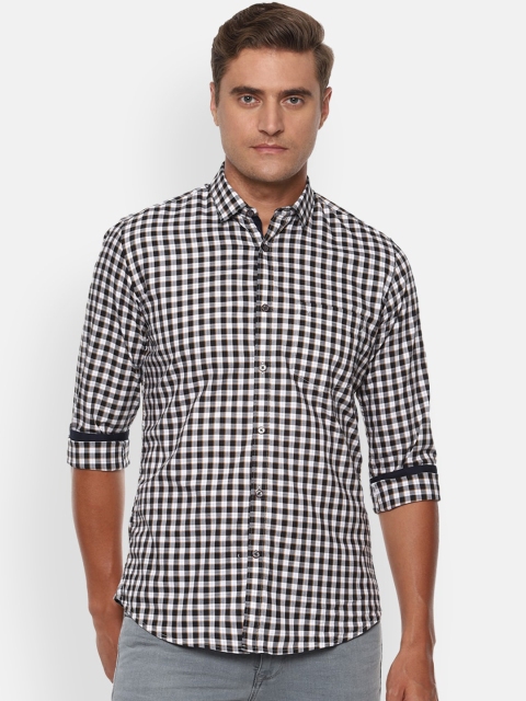 

Van Heusen Sport Men Black & White Slim Fit Checked Cotton Casual Shirt