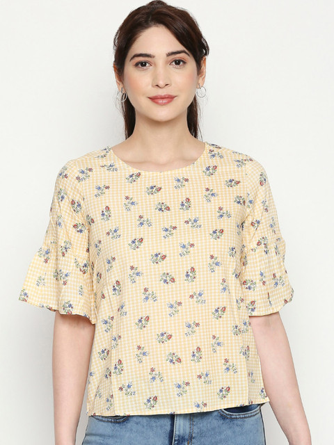 

People Yellow Floral Printed Top