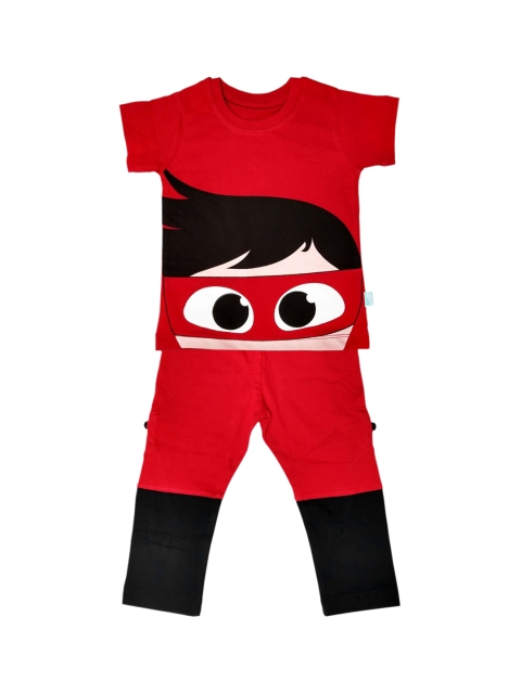 

You Got Plan B Kids Red & Black Night Suit