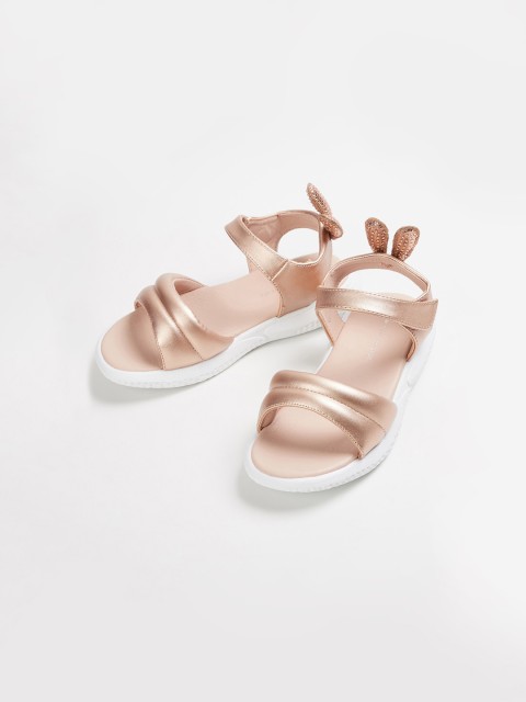 

Fame Forever by Lifestyle Girls Gold-Toned Solid PU Open Toe Flats