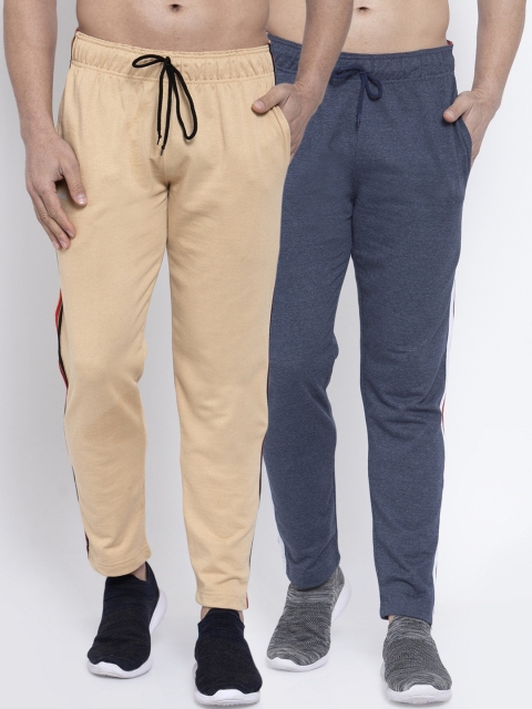 

NEUDIS Men Pack Of 2 Solid Structured-Fit Track Pants, Beige