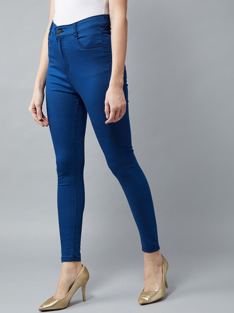 

DOLCE CRUDO Women Blue Skinny Fit High-Rise Clean Look Stretchable Jeans