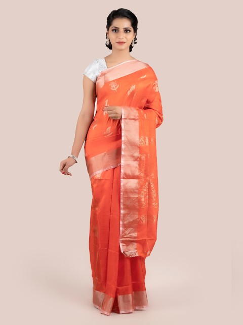 

Pothys Orange Pure Silk Woven Design Uppada Saree