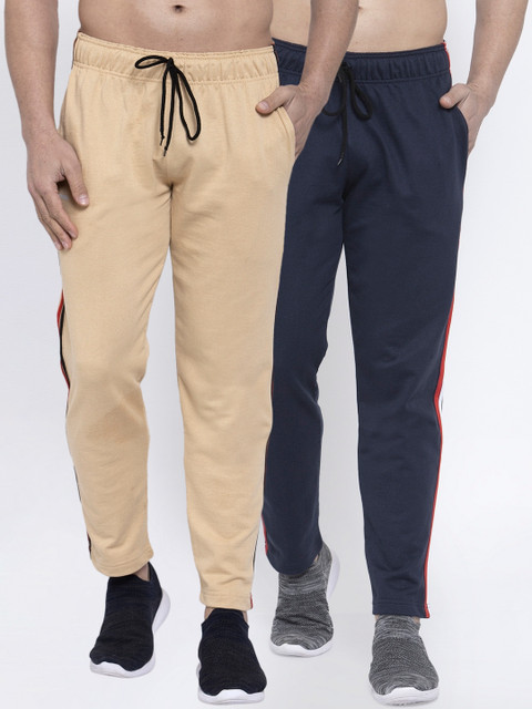 

NEUDIS Men Pack Of 2 Solid Structured-Fit Track Pants, Navy blue