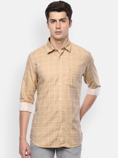 

Van Heusen Sport Men Beige Slim Fit Checked Cotton Casual Shirt