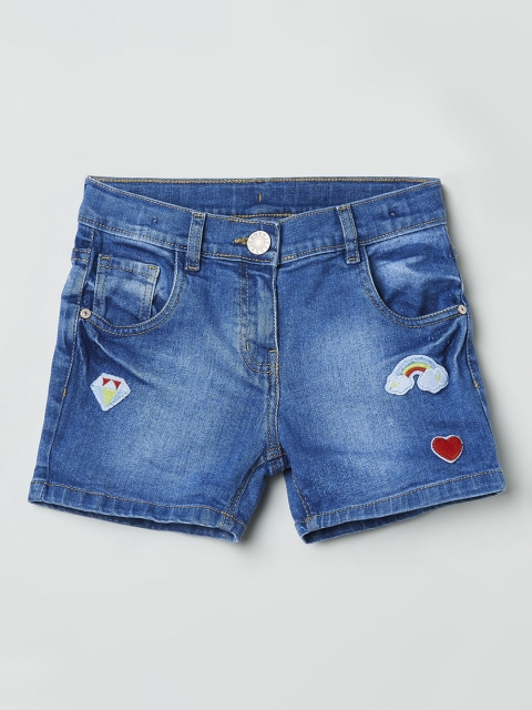 

max Girls Blue Washed Regular Fit Denim Shorts