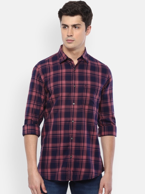 

Van Heusen Sport Men Navy Blue Slim Fit Checked Casual Shirt