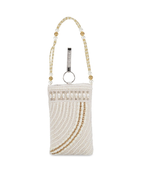 

Mochi Off-White & Gold-Toned Embellished Embellished Potli