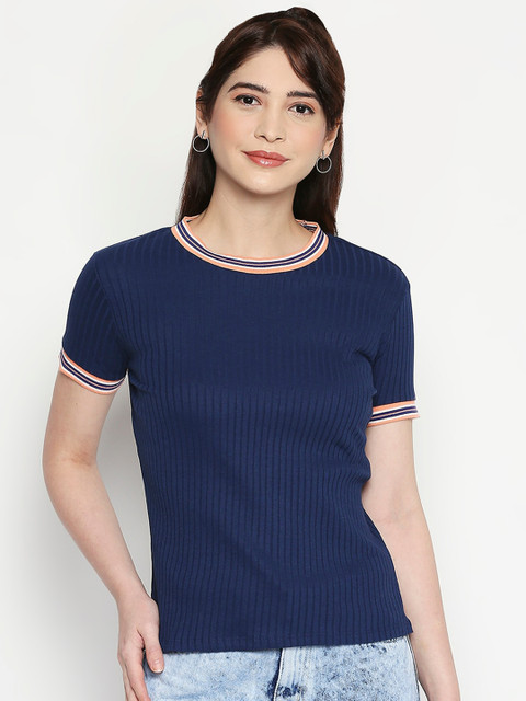 

People Women Navy Blue Striped Top