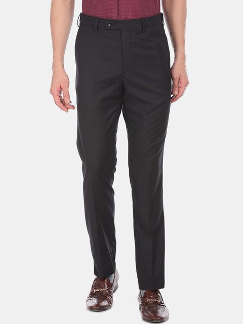 

Arrow Men Black Regular Fit Self Design Formal Trousers