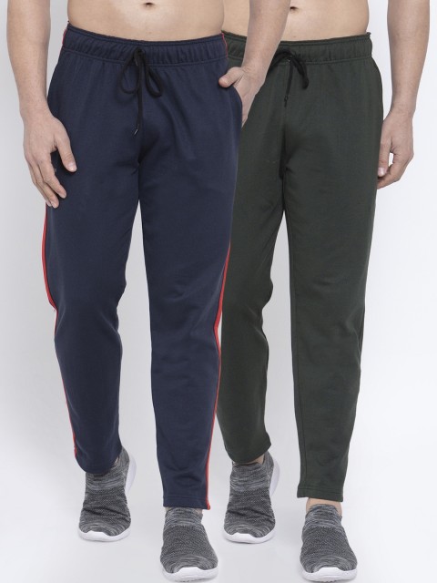 

NEUDIS Men Pack Of 2 Solid Structured-Fit Track Pants, Navy blue