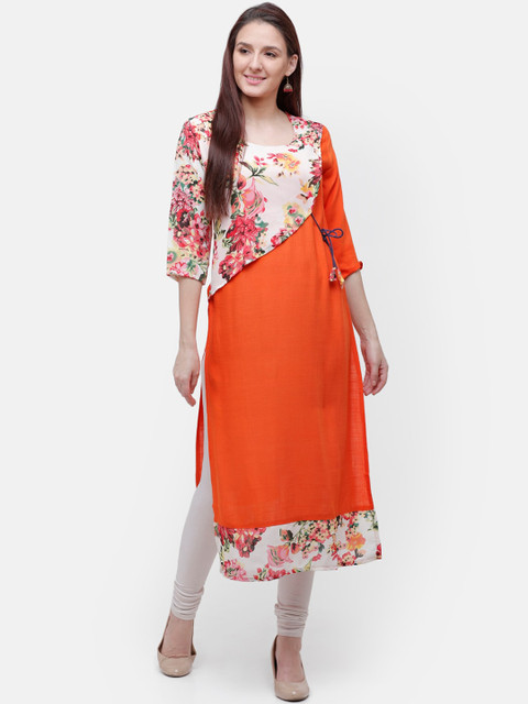 

Rasada Women Orange Floral Printed Kurta