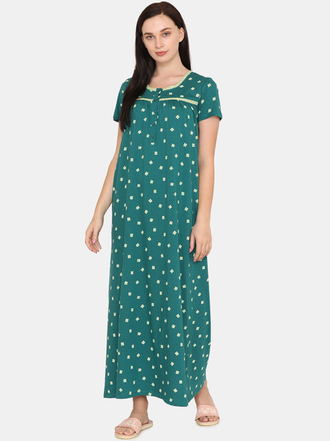 

Zivame Women Green Printed Nightdress