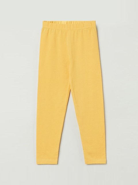 

max Girls Yellow Solid Ankle Length Leggings