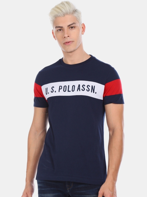 

U.S. Polo Assn. Men Blue Printed Round Neck T-shirt