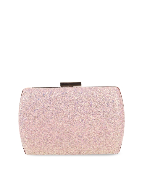 

Metro Peach-Coloured & Gold-Toned Embellished Box Clutch