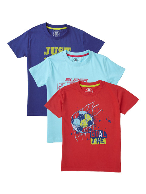 

Cub McPaws Boys Pack Of 3 Printed Round Neck T-shirt, Red