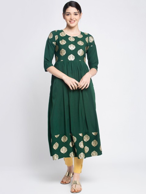 

ALC Creations Green Ethnic Motifs Printed Crepe Kurta