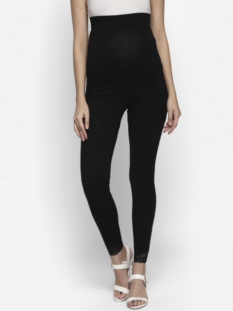 

Momsoon Maternity Women Black Solid Ankle-Length Leggings