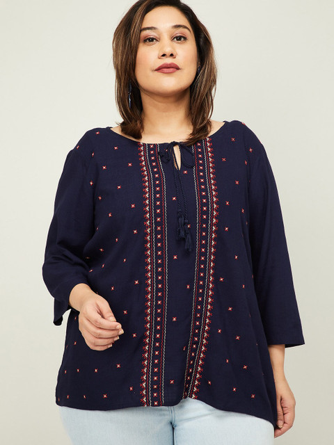 

nexus Women Navy Blue Printed Top