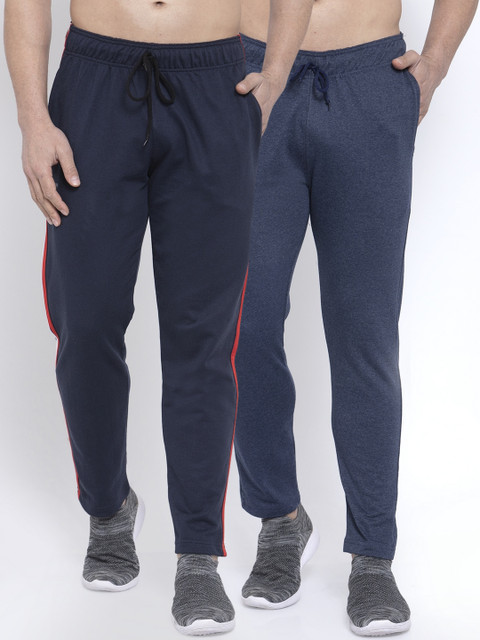 

NEUDIS Men Pack Of 2 Solid Structured-Fit Track Pants, Navy blue