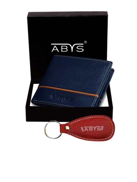 

ABYS Men Blue & Brown Genuine Leather Accessory Gift Set