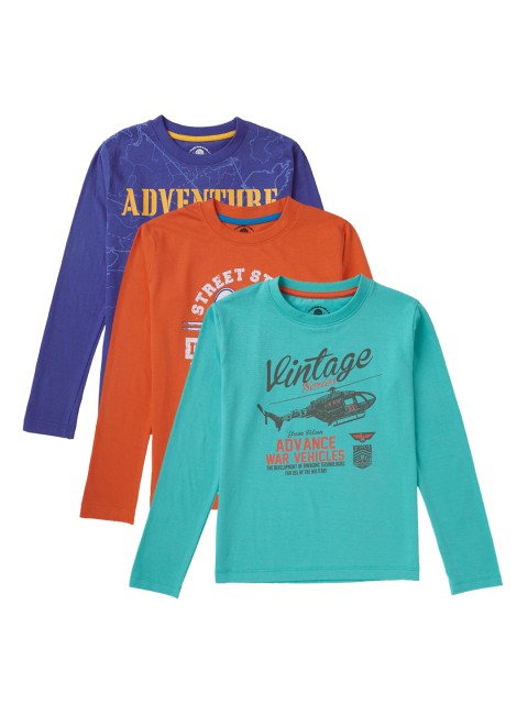 

Cub McPaws Boys Pack of 3 Printed Round Neck T-shirt, Multi