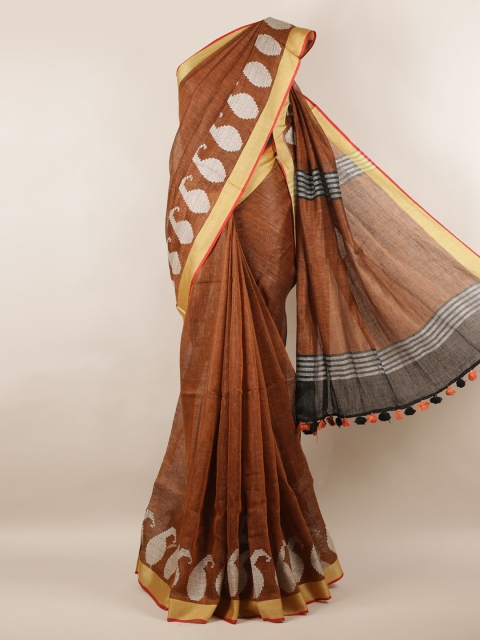 

Pothys Brown Woven Design Linen Blend Saree