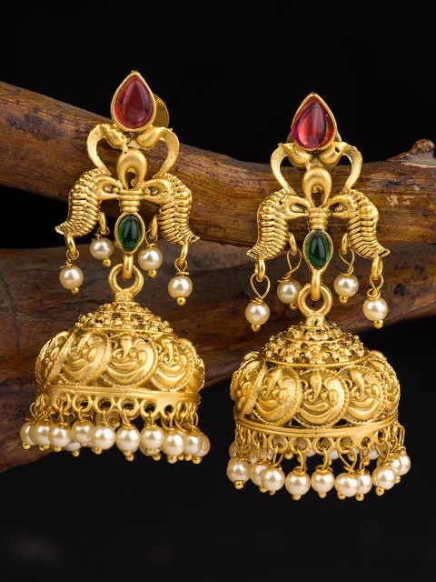 

Alankruthi Gold-Plated Handcrafted Dome Shaped Jhumkas